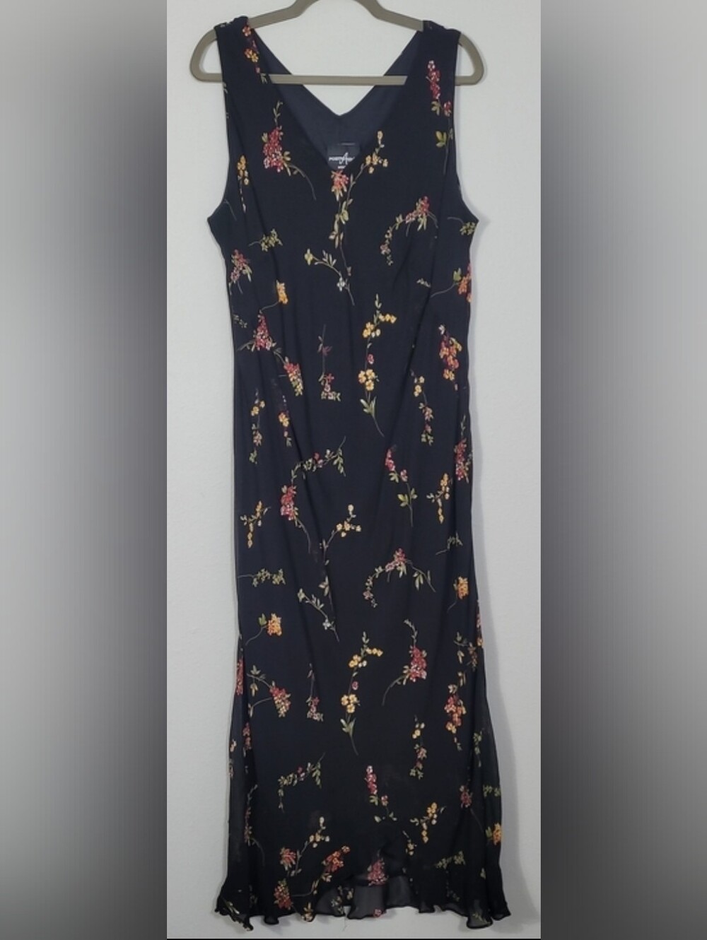 Y2K Floral Maxi Dress Size 18 L/XL Dark Romantic Fairycore 90s Grunge Witchy